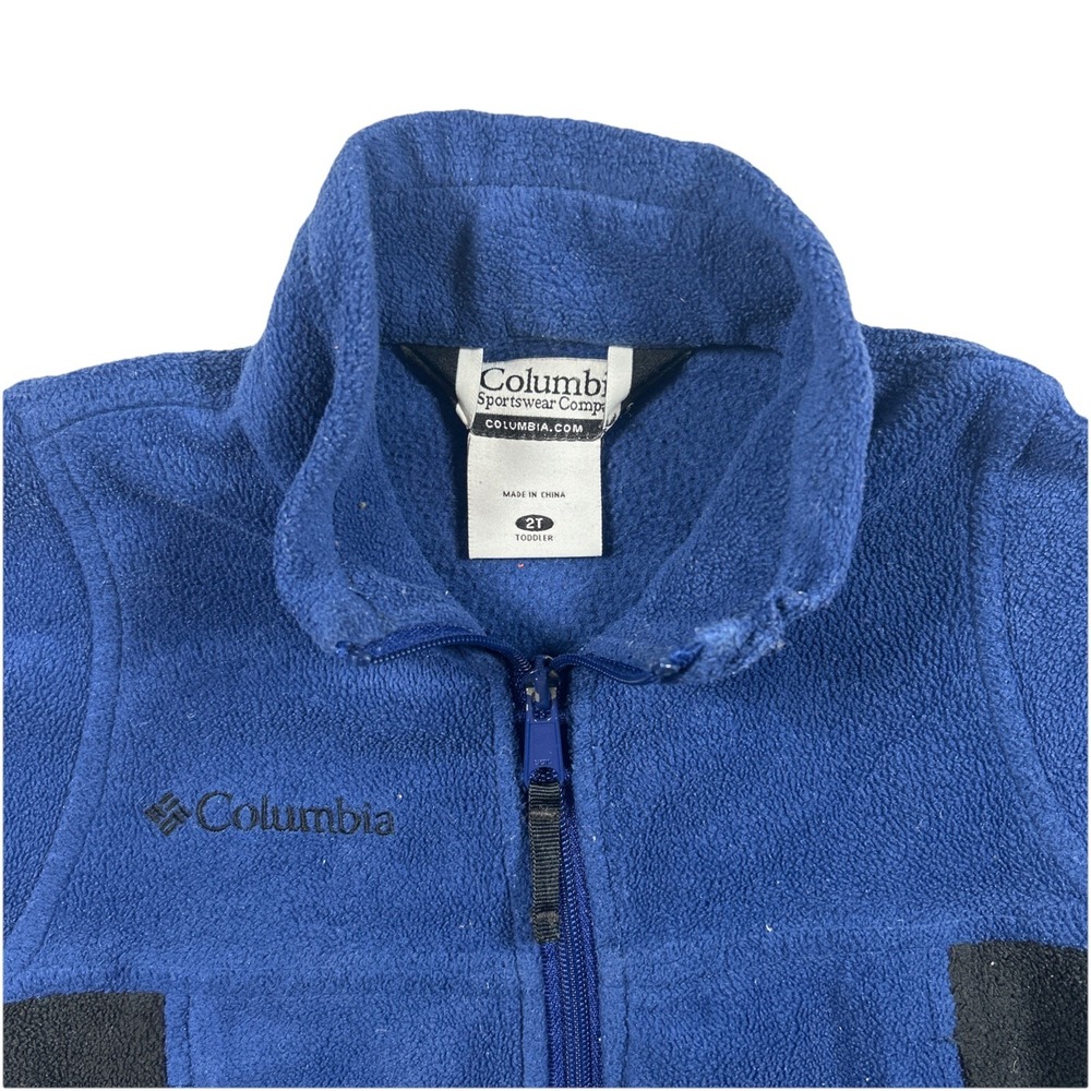 Columbia Fleece Full Zip Colorblock Jacket Blue Navy 2T Unisex Baby Toddler